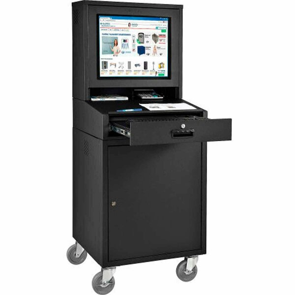 Global Industrial Mobile LCD Computer Cabinet, Black, Unassembled 239115BK